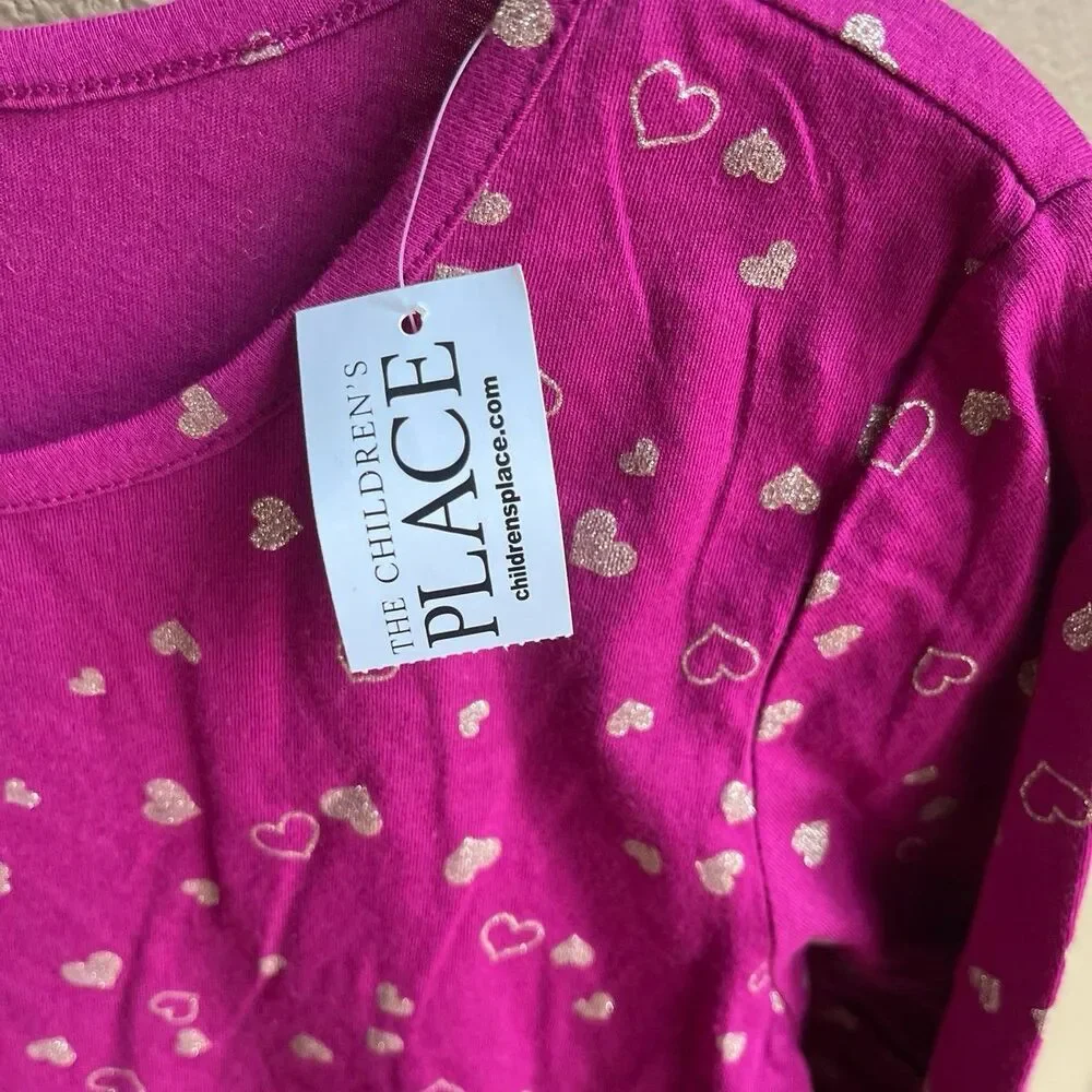 NWT The Children’s Place Pink Dress with Gold Hearts Girls Size XXL - Picture 3 of 5